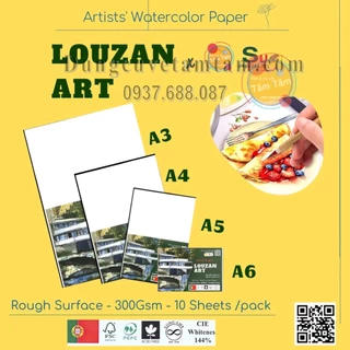 [ Tâm Tâm ] Giấy Vẽ Màu Nước Louzan Art - Hạng Họa Sĩ 300gsm - Giấy trắng , Chất giấy Mịn, Vân Sần nhẹ