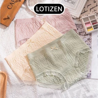 Quần lót nữ cotton viền ren cạp đính nơ free size 136