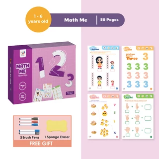 [Bản mới] Sách học số và khoa học Math Me Lalala Baby, bôi xóa được, tặng kèm 5 bút + cục bôi