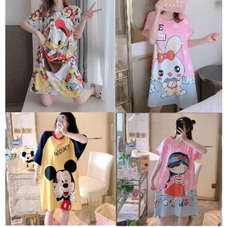 Váy Ngủ Cotton Cute A01 Dáng Suông Fom Rộng Chất Đẹp