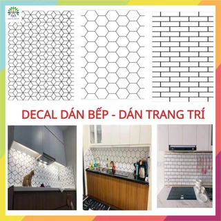 Decal dán bếp hình lục giác, hình chữ nhật. Kích thước:1 x 0.6m / tấm (0.6m vuông/tấm)