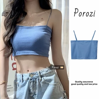 Porozi Áo croptop hai dây ngắn màu sắc thời trang dành cho nữ