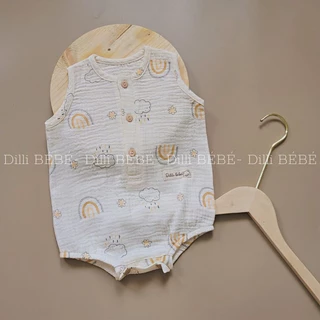 Đồ bộ bodychip quần áo cho bé trai bé gái trẻ em sơ sinh 0 12 tháng vải Muslin - Dilli Bebe