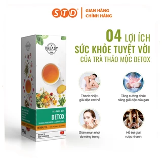 Trà Thảo Mộc DETOX Vready, thanh lọc cơ thể, dạng túi lọc hỗ trợ giảm cân, tăng sức đề kháng, hộp 20 gói