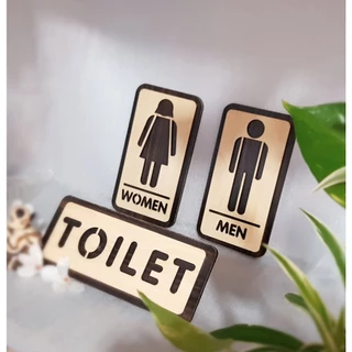 Bảng gỗ decor Nhà vệ sinh gồm Toilet, Nhà vệ sinh, Nam, Nữ, Men, Women, Staff Only dán keo dính 2 mặt siêu chắc