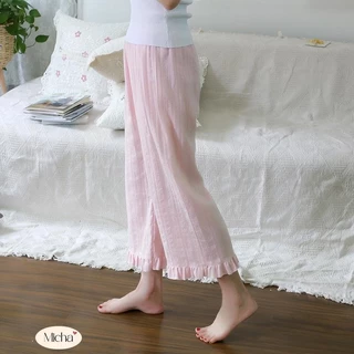 Quần nữ mặc nhà vải thô cotton cao cấp mềm nhẹ, thoáng mát - Micha