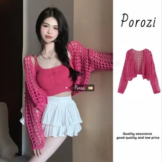 Áo khoác cardigan nữ dệt kim tay dài cắt xẻ thời trang phong cách Hàn Quốc Áo hai dây (bán lẻ)