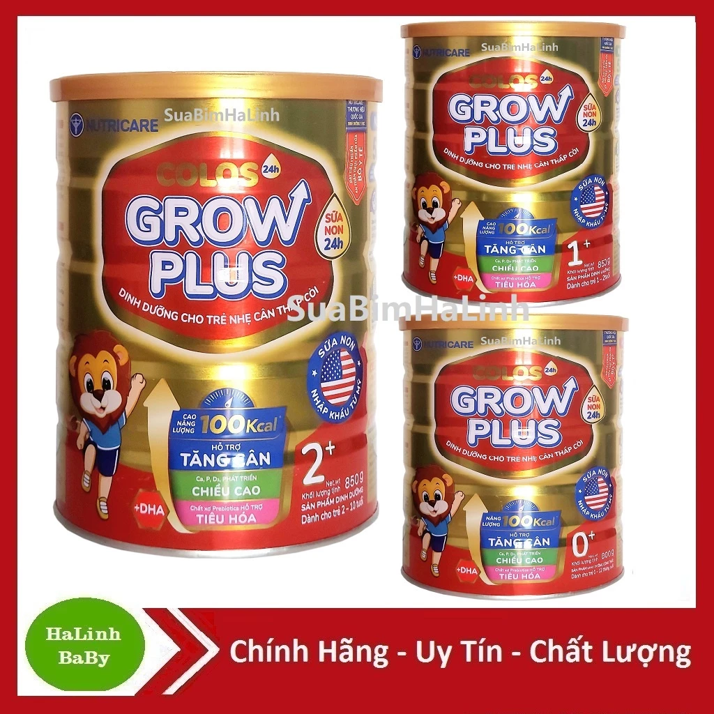 Sữa Colos GrowPlus Grow Plus 0+ 1+ 2+ 800g Cho trẻ Nhẹ Cân.