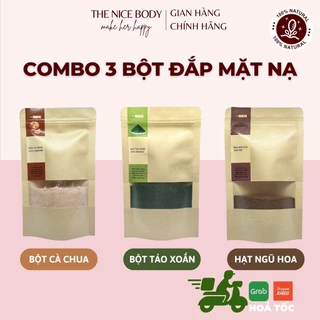 Combo 3 Loại Bột Đắp Mặt Trắng Da, Mờ Thâm Sạm Cà Chua, Tảo Xoắn, Hạt Ngũ Hoa, Hữu Cơ 100%