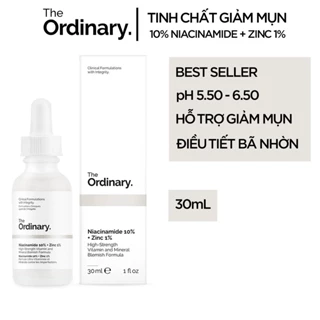 Serum The Ordinary Niacinamide 10% + Zinc 1% Giúp Cân Bằng Bã Nhờn Làm Sáng Da Thu Nhỏ Lỗ Chân Lông 30ml (store)