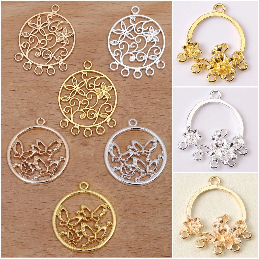 Phiến treo đúc họa tiết tròn hoa bướm nguyên liệu làm trâm trang sức cổ trang cosplay cổ phục NL0971