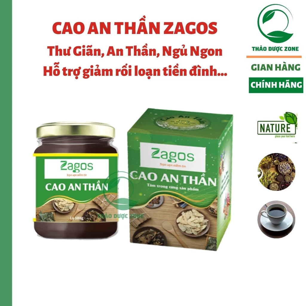 Cao An Thần ZAGOS Hỗ Trợ Ngủ Ngon, Giảm Căng Thẳng Mệt Mỏi, An Thân, Bồi Bổ Cơ Thể Tặng Kèm Thìa - Thảo Dược Zone