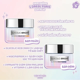 [CHÍNH HÃNG] Kem Dưỡng Sáng Da Mờ Thâm Nám Loreal Paris Glycolic-Bright Glowing Cream Ban Ngày & Ban Đêm - HORNO