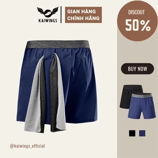 Quần short đùi nam ngắn thể thao chạy bộ, tập gym, đá bóng, tennis, bóng chuyền đa năng cao cấp KAIWINGS KP002