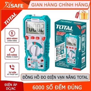 Đồng hồ đo điện vạn năng TOTAL TMT47503 Thiết bị đo điện cầm tay màn hình LCD 6000 số đếm, có đèn nền, đèn chiếu sáng