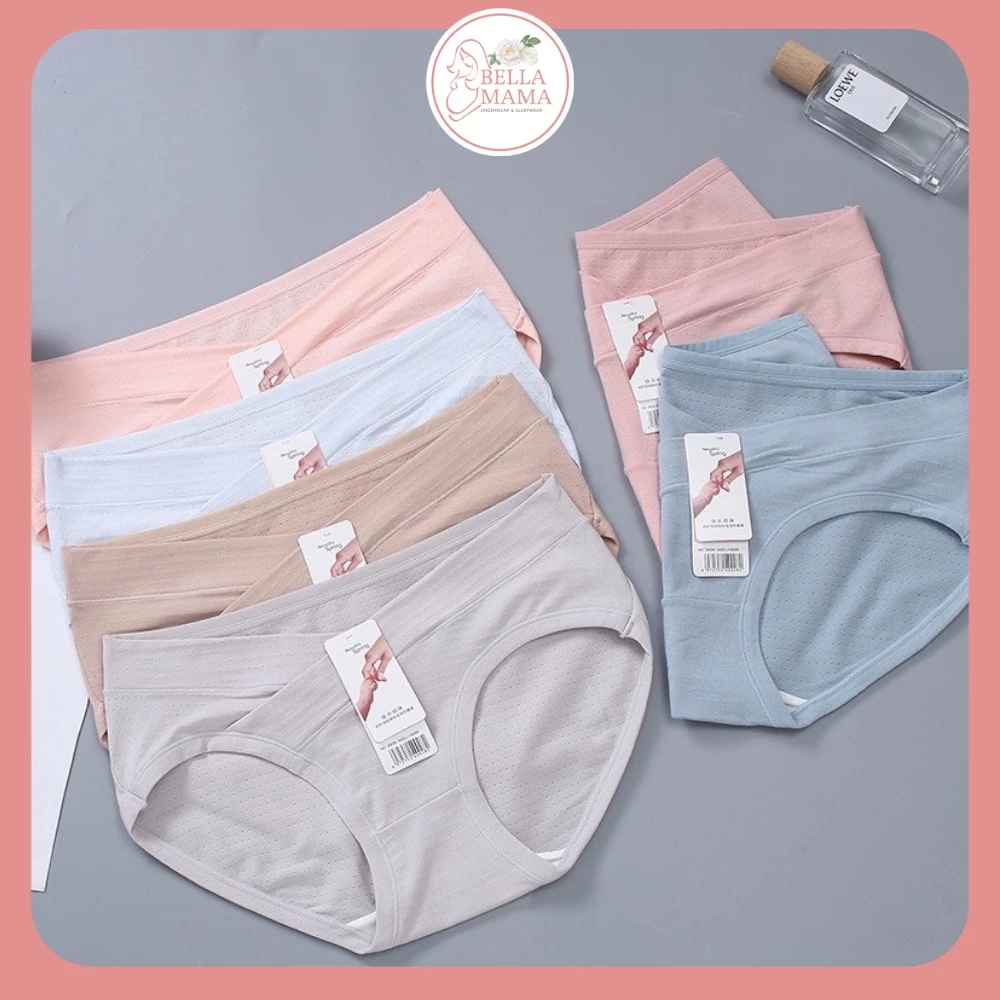 Quần Lót Bầu Cạp Chéo Cotton Set 5 Cái Mềm Nhẹ Siêu Co Dãn Mỗi Quần 1 Túi Zip Bella Mama Q04