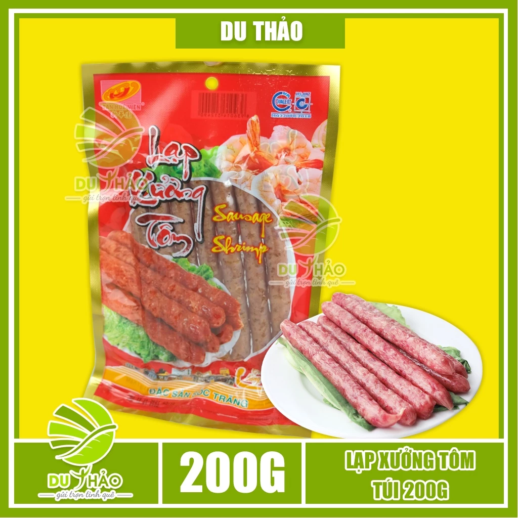 Lạp xưởng tôm túi 200g, lạp xưởng Tân Huê Viên Sóc Trăng đặc sản miền tây