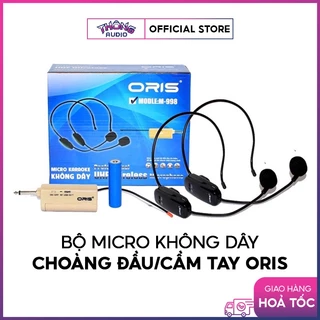 Bộ micro không dây choàng đầu/cầm tay Oris - sử dụng sóng UHF, khoảng cách thu lên đến 30m, pin sạc, dùng liên tục 2 -3h