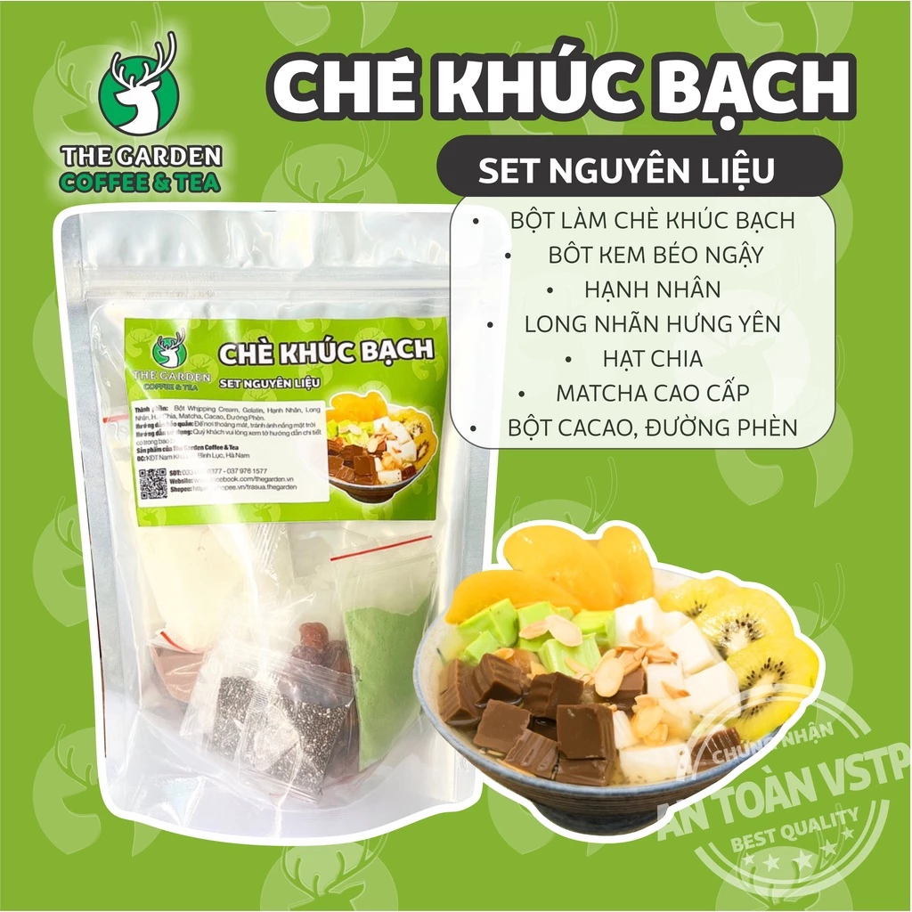 Nguyên liệu nấu chè khúc bạch tại nhà thơm ngon, set nguyên liệu nấu chè Khúc bạch 7-8 cốc chè-CKB