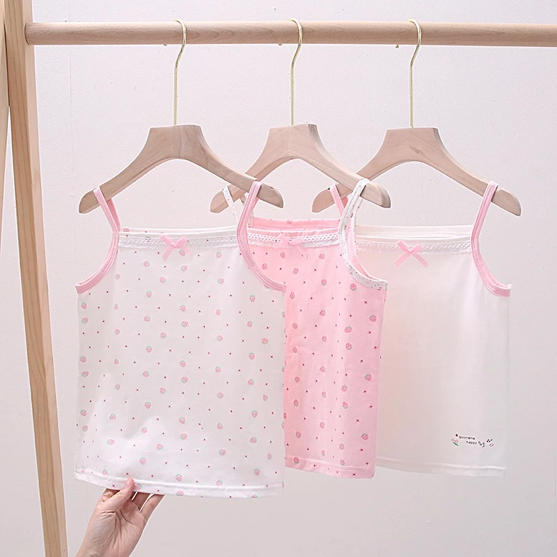 Áo 2 dây cho bé gái chất cotton mềm, họa tiết xinh yêu, thoáng mát, size từ 7 đến 27 kg