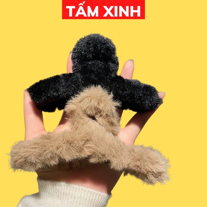 Kẹp tóc lông hottrend nhiều màu sang chảnh - KTLNM