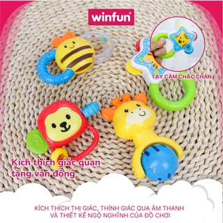 Đồ chơi Set 4 xúc xắc, lục lạc kiêm gặm nướu, luyện tay cho bé: Khu vườn cổ tích Winfun 3207