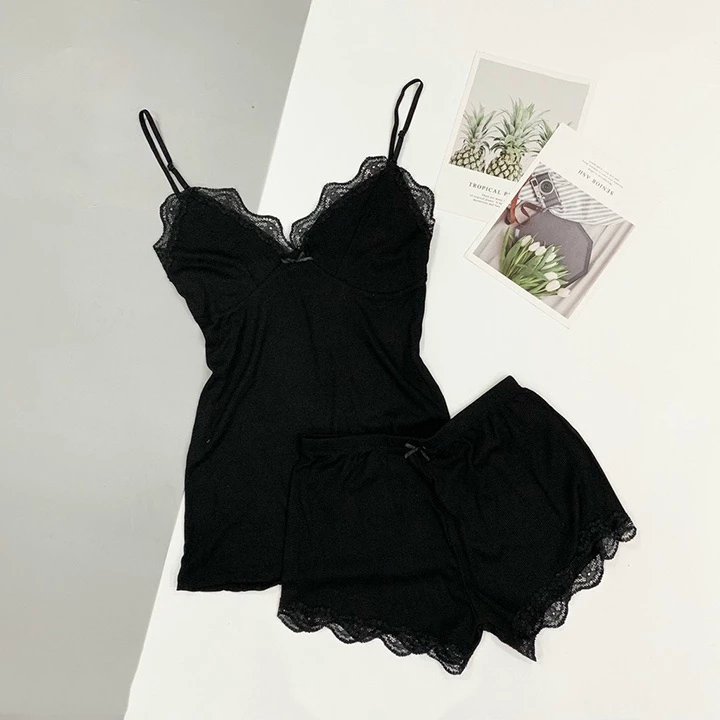 Bộ đồ quần áo Ngủ 2 Dây Viền Ren