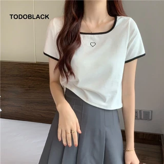 TODOBLACK Áo croptop Cổ Vuông Thiết Kế Xinh Xắn Cho Nữ