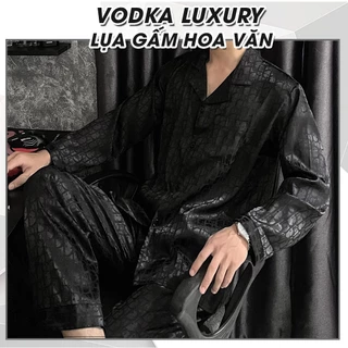 Đồ ngủ nam pijama nam mặc nhà màu đen hoa văn sang trọng dài tay D14 - Vodka Luxury