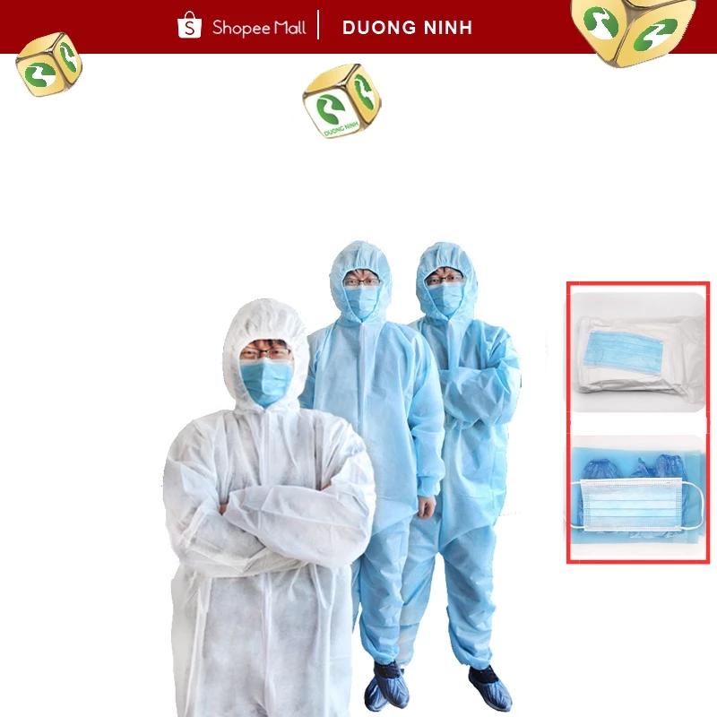 Quần áo bảo hộ vải không dệt Dương Ninh dùng một lần không thấm nước BH76