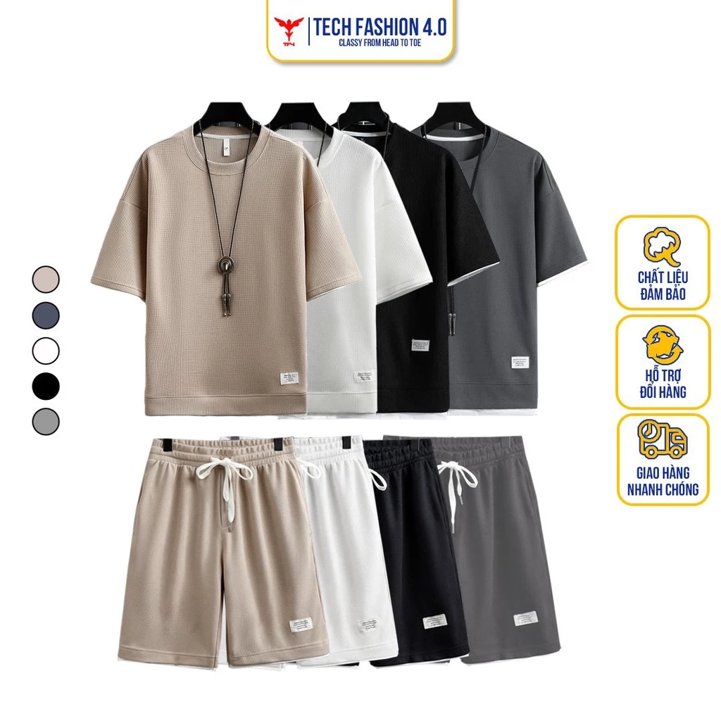 【XẢ TỒN 2025】Đồ bộ quần áo thun tổ ong cao cấp thoáng mát thấm mồ hôi