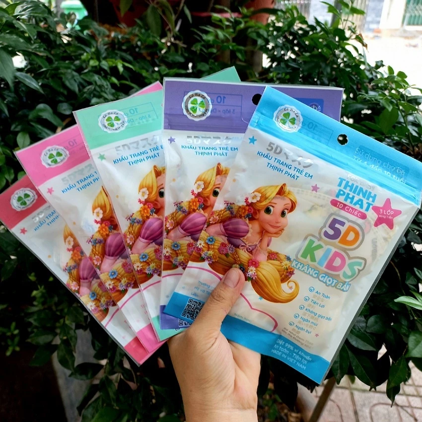 combo 50  Khẩu Trang Trẻ Em 5D thịnh phát   bé 5 tới 12 tuổi  cao cấp cho bé hàng công ty