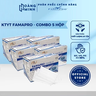 [COMBO 5 HỘP] Khẩu trang Y tế 4 Lớp Famapro kháng khuẩn hộp 50 cái