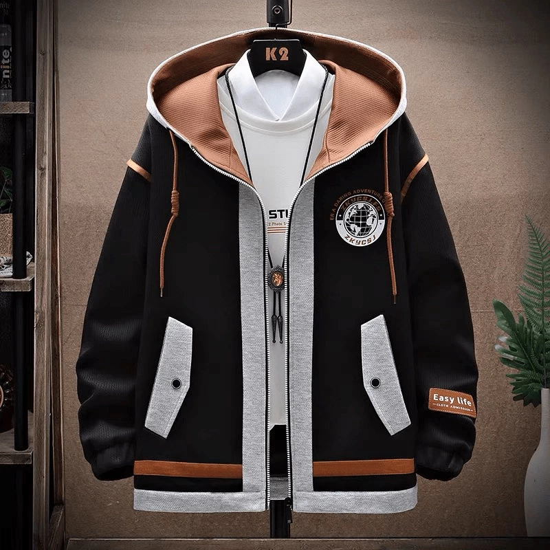 Áo Khoác Hoodie Dây Kéo PHối Viền Phong Cách Cá Tính Thời Trang Phong Cách Đẹp