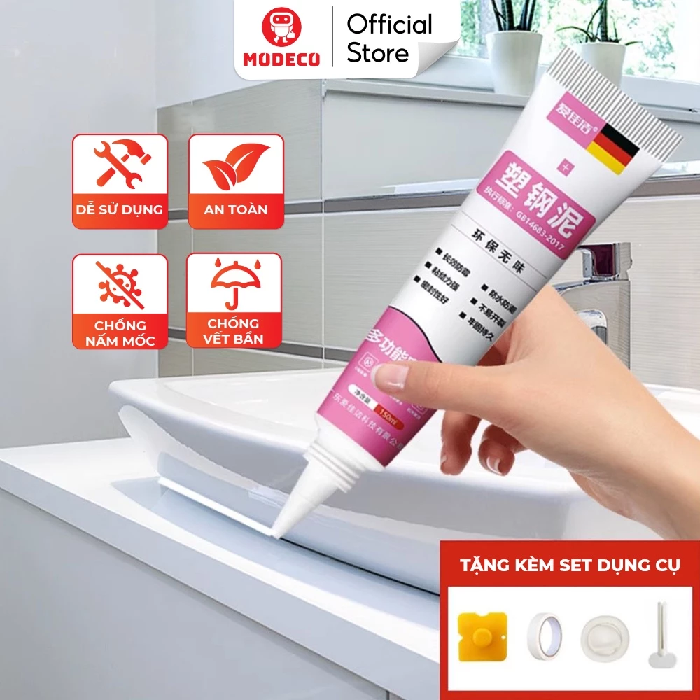 Keo Miết Mạch Modeco Bịt Khe Hở Bồn Rửa Chén, Nhà Vệ Sinh, Khô Nhanh, Chống Nấm Mốc, Chống Nước - Tặng Kèm 04 Phụ Kiện