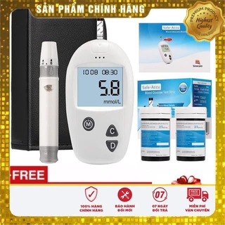 Máy đo đường huyết + 50 que thử và 50 kim đo đường huyết Sinocare Accu-Safe Đức