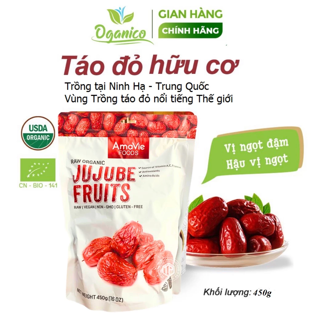 Táo đỏ khô hữu cơ AmaVie Foods 450g