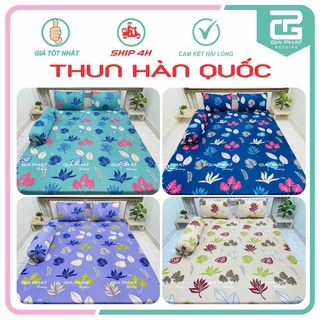 Bộ ga gối Thun Lạnh Hàn Quốc {4 món} họa tiết Bông ( 1 ga bọc + 2 vỏ gối nằm + 1 vỏ gối ôm )