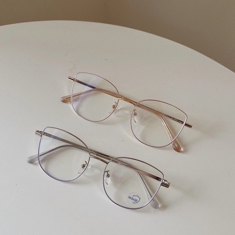 Kính giả cận, Gọng kính cận kim loại mắt mèo mảnh 35036 hot C41 jolie eyewear