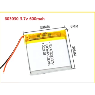 Pin sạc Lithium LiPo 1s 3.7V 600mah 603030 Tai Nghe Loa Mp3 MP4 MP5 GPS PSP Bluetooth Mới 100%