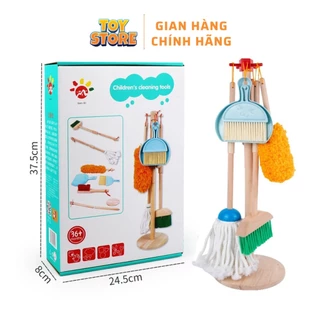 Bộ 6 món đồ chơi dọn dẹp vệ sinh nhà cửa bằng gỗ toystore FUDAER