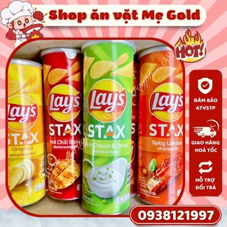 Snack khoai tây Lay’s ống, bim khoai tây lát các vị (lon ống ~103g)