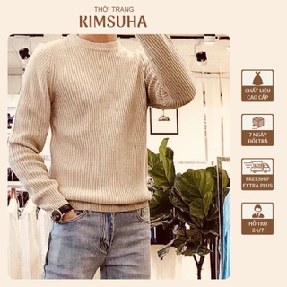 Áo Len Nam Cổ Tròn Dài Tay Áo Sweater Nam Chất Len Đan Vải Mềm Dày Dặn