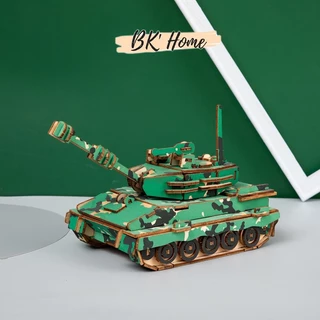 Đồ chơi lắp ráp 3D gỗ Birkeetoys mô hình xe Tank 137 mảnh ghép