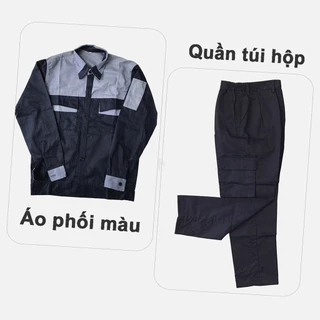 Quần áo bảo hộ lao động nam quần lao động nam màu xám đen quần túi hộp có vắt bút vải kaki 31