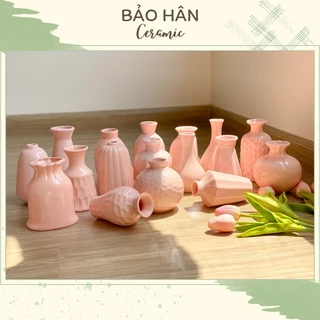 Lọ Hoa Đẹp Mini Màu Pastel Hồng, Trắng, Bình Hoa Nhỏ Để Bàn Làm Việc, Cửa Sổ.. Bảo Hân Gốm Sứ Bát Tràng