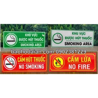 Bảng mica khu vực được hút thuốc, cấm hút thuốc 15 x 30cm