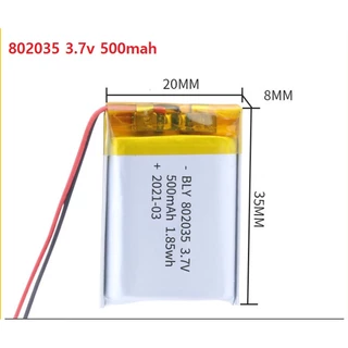 Pin Sạc 3.7V 500mah 802035 Dùng Cho Tai Nghe Loa Mp3 MP4 MP5 GPS PSP Bluetooth