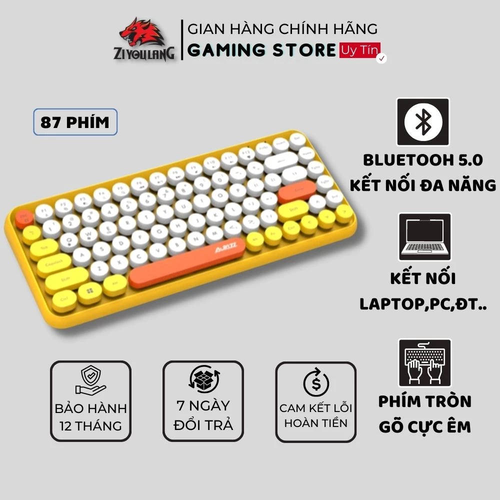 Bàn Phím Bluetooth Không Dây ZiyouLang 308i Thiết Kế Nhỏ Gọn Kết Nối Máy Tính Bảng, Laptop, PC Hệ Điều Hành Win/Mac