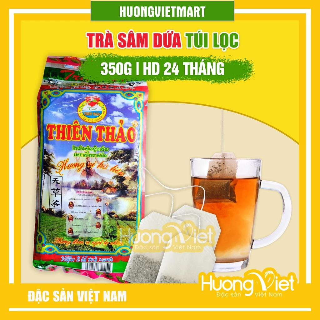 Trà sâm dứa túi lọc Thiên Thảo, trà túi lọc Đà lạt chuyên dùng pha trà đá, hương vị trà tiên 350g